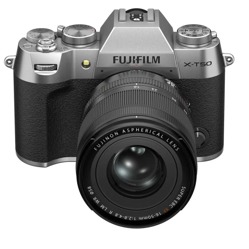 Fujifilm Découvrez le FUJI X-T50 SILVER + XF16-50mm: appareil photo hybride compact, 40,2 MP, vidéo 6,2K, 20 simulations de film, stabili