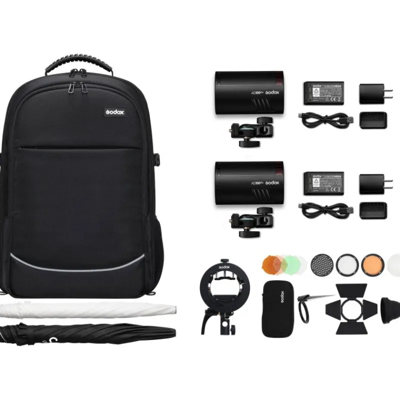 GODOX AD100Pro Duo Kit - Flashs Compacts et Puissants avec Accessoires